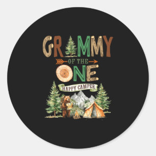 Sticker Rond Grammy du premier anniversaire du campeur heureux