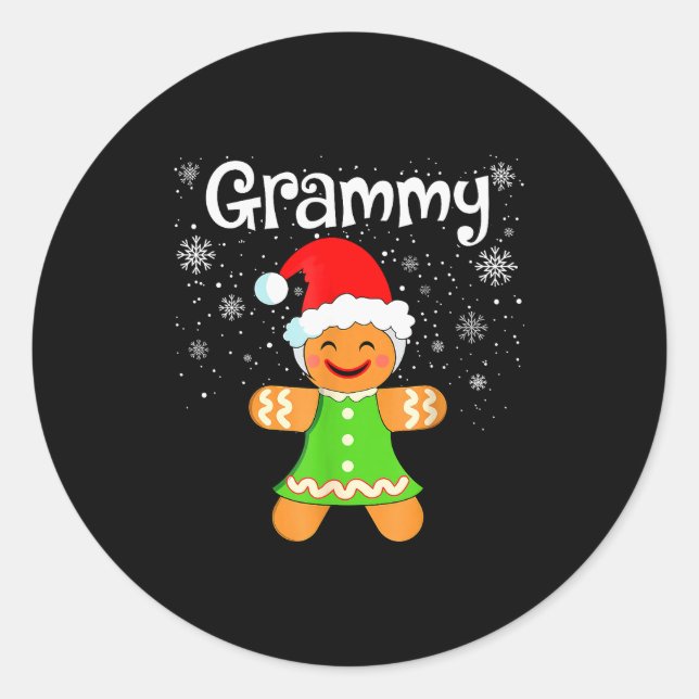 Sticker Rond Grammy Gingerbread Family Matching Christmas Women (Devant)