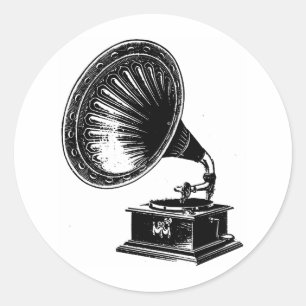 Sticker Rond Gramophone vintage