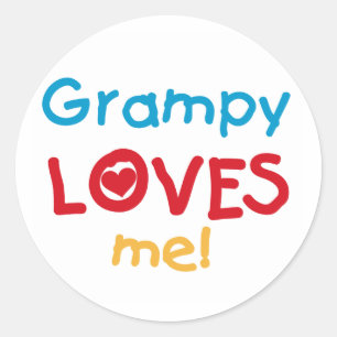Sticker Rond Grampy aime mes t-shirts et cadeaux