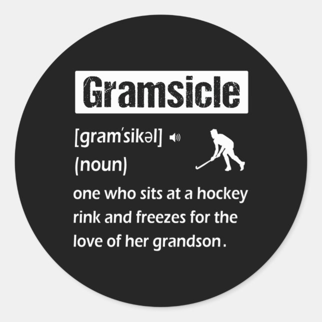 Sticker Rond Gramsicle Hockey sur glace Grandma définition uniq (Devant)