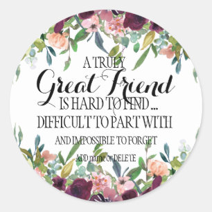 Sticker Rond Grand ami merci Bestie appréciation bff