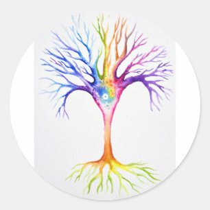 Sticker Rond Grand arbre neuronal coloré