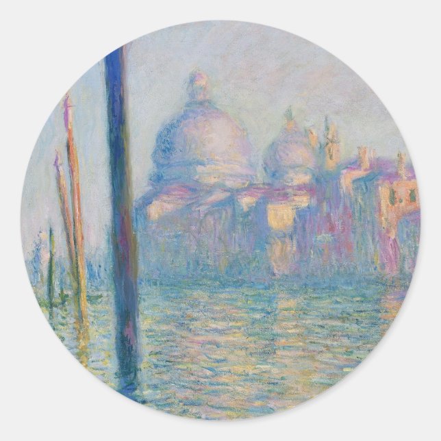 Sticker Rond Grand Canal Monet Venise Italie Peinture classique (Devant)