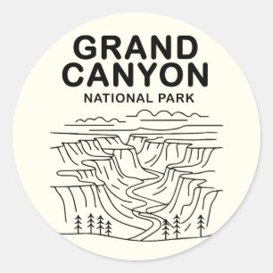 Sticker Rond Grand Canyon National Park Line Art