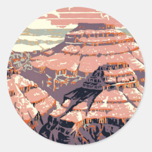 Sticker Rond Grand Canyon Western Graphic Art American