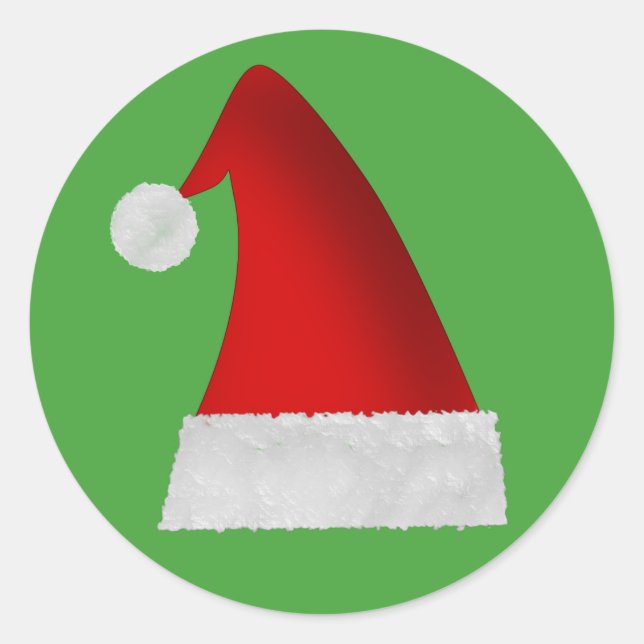 Sticker Rond Grand Casquette de Noël Père Noël Rouge (Devant)