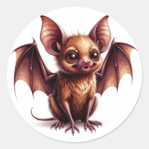 Sticker Rond Grand Chauve-Souris de Halloween aux Yeux Énormes 