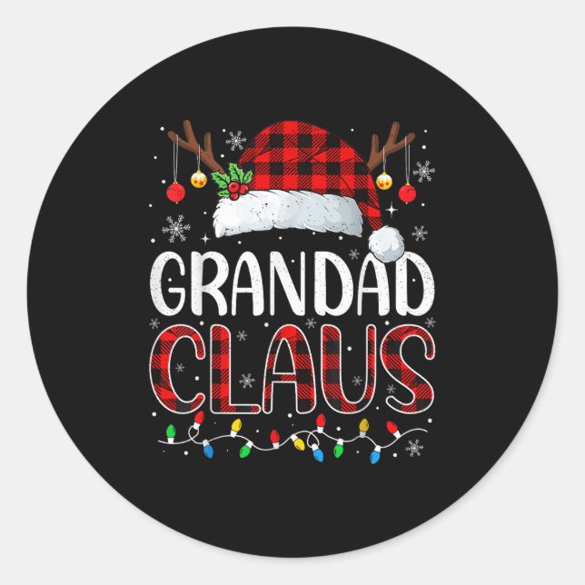 Sticker Rond Grand Claus Lumières de Noël Pyjama Match de famil (Devant)
