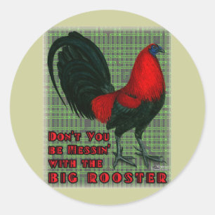 Sticker Rond Grand Coq Rouge