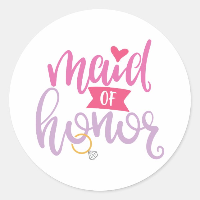 Sticker Rond Grand Design Mariage Maid Of Honor (Devant)