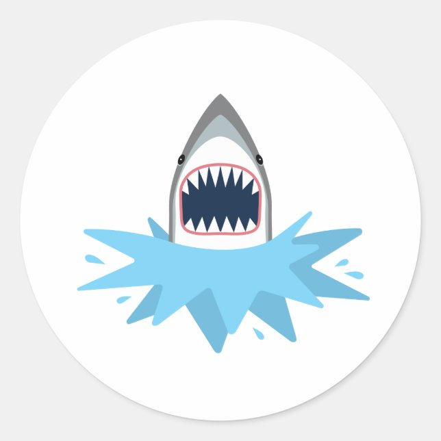 Sticker Rond Grand dessin de requin blanc (Devant)