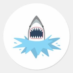 Sticker Rond Grand dessin de requin blanc