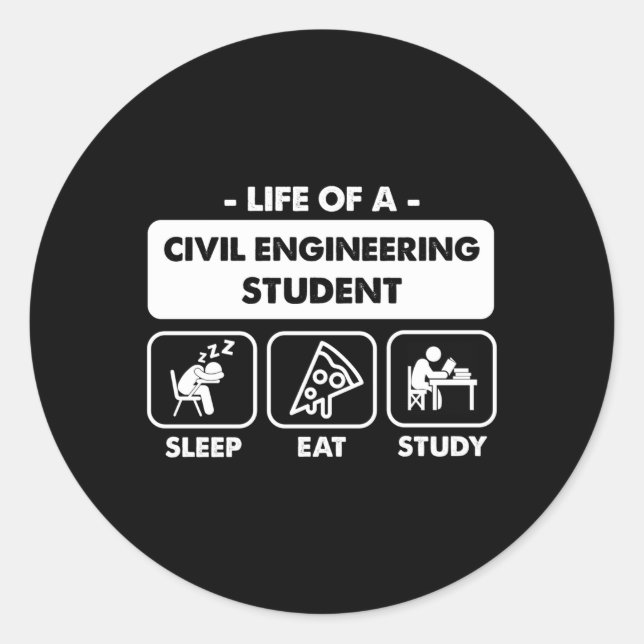 Sticker Rond Grand étudiant en génie civil (Devant)