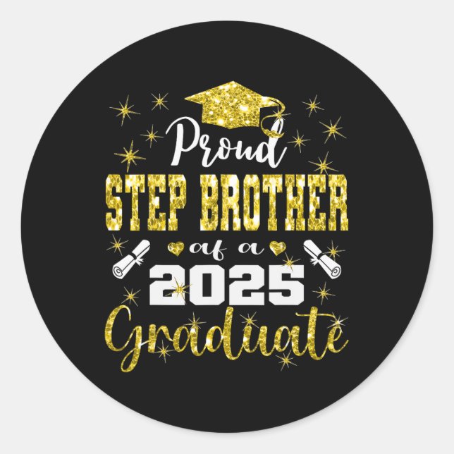Sticker Rond Grand Fier Étape Frère De 2025 Graduate Graduati (Devant)