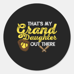 Sticker Rond Grand-fille de softball Grand-mère Grand-père