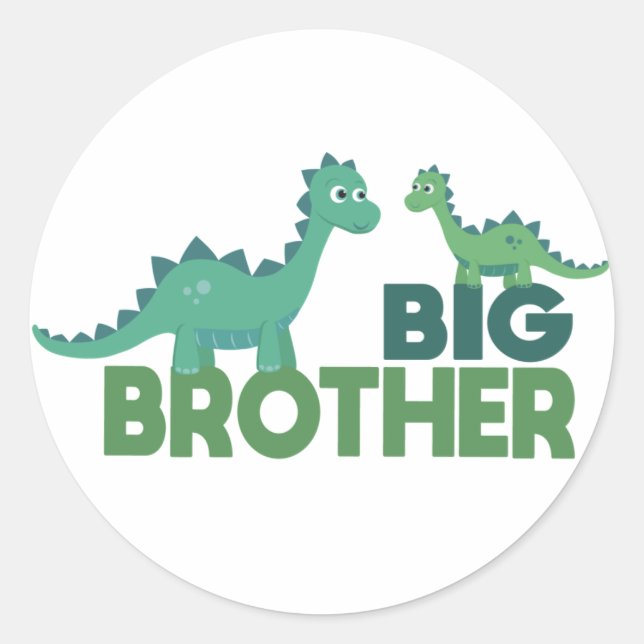 Sticker Rond Grand frère dinosaure enfants garçon dinos (Devant)