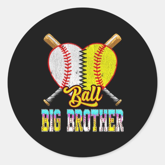 Sticker Rond Grand frère du demi-baseball softball glace (Devant)
