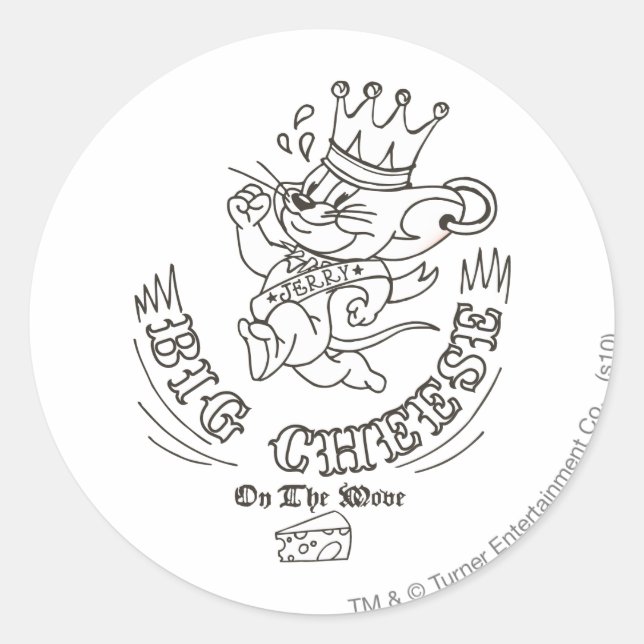 Sticker Rond Grand Fromage Jerry Sur La Lune 1 (Devant)