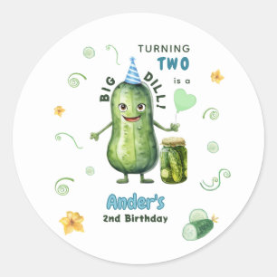 Sticker Rond Grand Garçon Cornichon Anniversaire Tout Âge