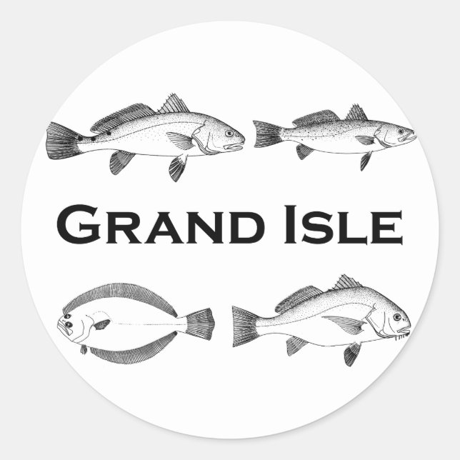 Sticker Rond Grand Isle Louisiana Pêche d'eau salée - Poisson d (Devant)