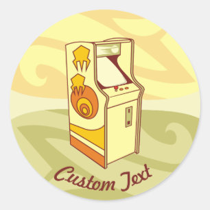 Sticker Rond Grand jeu d'arcade console classique rond autocoll