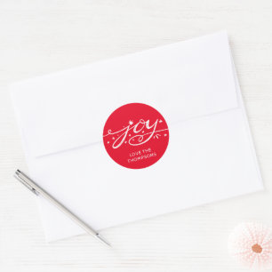 Sticker Rond Grand Joy Main Lettré Rouge