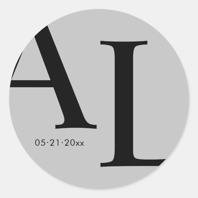 Sticker Rond grand mariage monogramme ultra moderne (Devant)