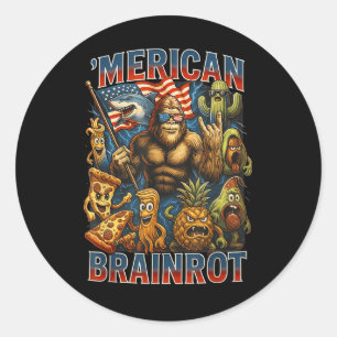 Sticker Rond Grand Mème de Pied de Drapeau du 4 Juillet de Brai
