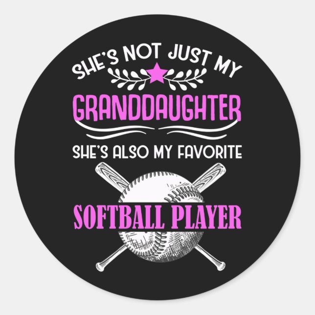 Sticker Rond Grand-mère aime le softball jouer Grandgirl (Devant)