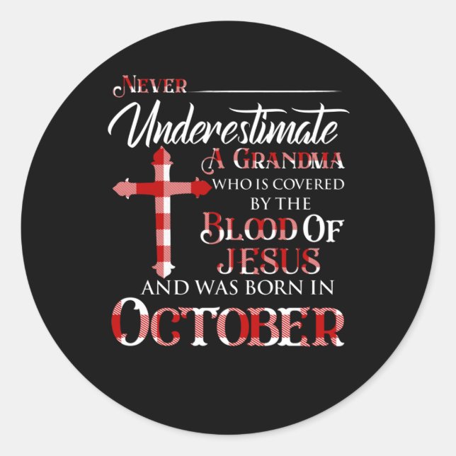 Sticker Rond Grand-Mère Couverte Par Le Sang De Jésus (Devant)