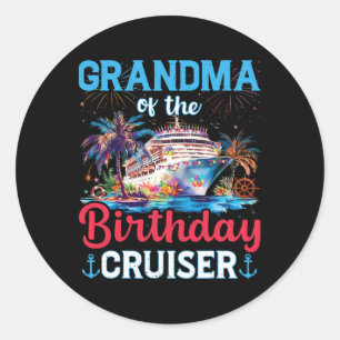 Sticker Rond Grand-Mère De L'Anniversaire Cruiser Funny Cruise 