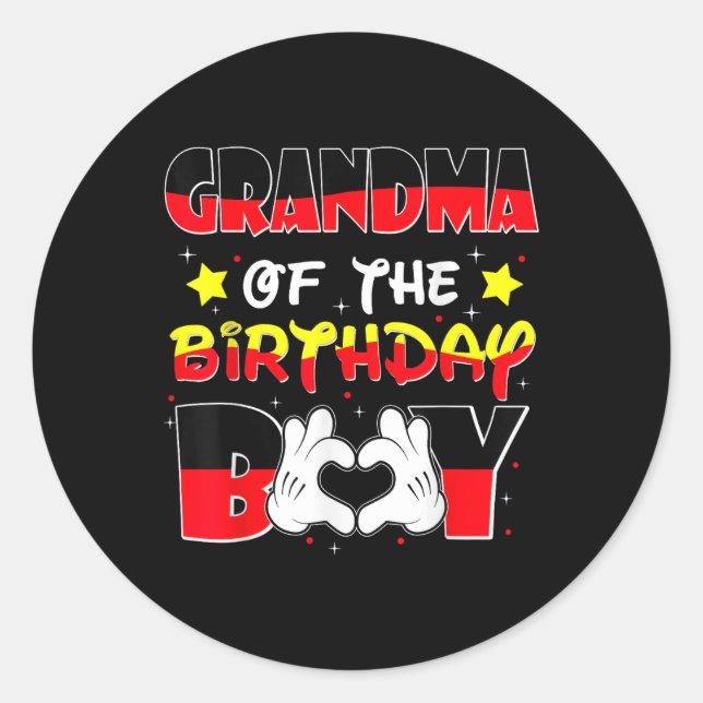 Sticker Rond Grand-Mère De L'Anniversaire Garçon Chemise Corres (Devant)