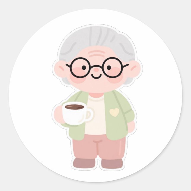 Sticker Rond 👵 grand-mère douce (Devant)