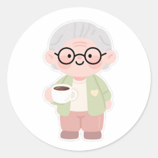 Sticker Rond 👵 grand-mère douce