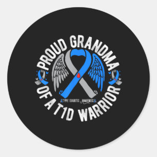 Sticker Rond Grand-mère d'un guerrier T1D Sensibilisation au di