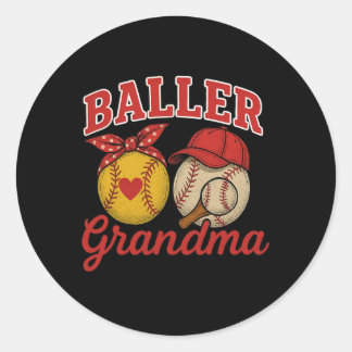 Sticker Rond Grand-Mère Parfaite Du Softball Et Du Baseball