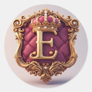 Sticker Rond Grand monogramme E sur velours rouge