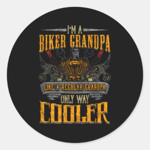 Sticker Rond Grand-pa Motorcycle Bike Er Papa