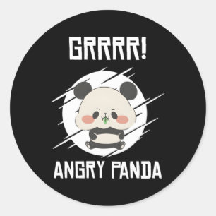 Sticker Rond Grand Pandas en colère Sauvage Panda Bamboo