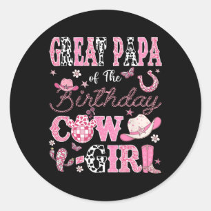 Sticker Rond Grand Papa De L'Anniversaire Cowgirl Western Rodeo