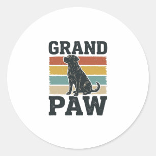 Sticker Rond Grand Paw Vintage Chien Grand-père Conception de T