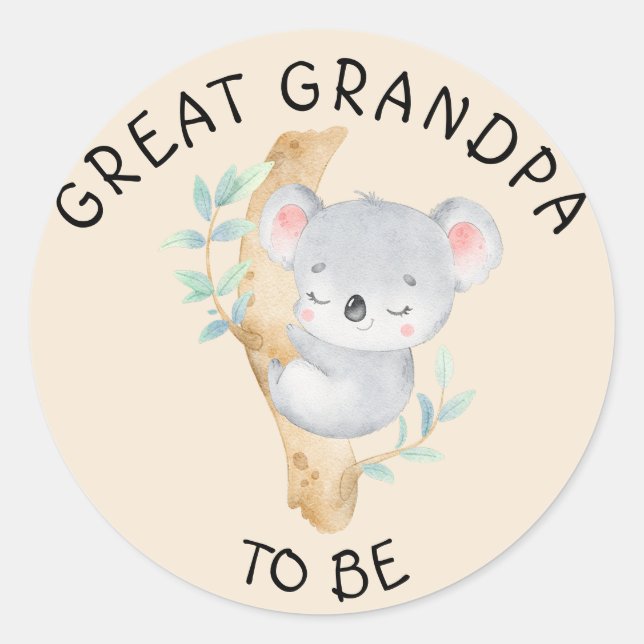 Sticker Rond Grand-Père À Être | Baby shower à thème Koala (Devant)