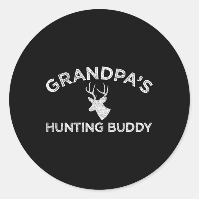 Sticker Rond Grand-père de chasse Buddy Amusants Deer Hunting (Devant)