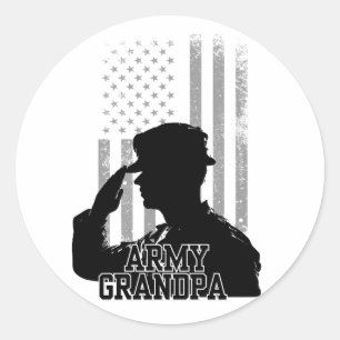 Sticker Rond Grand-père de l'armée