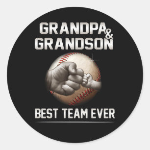 Sticker Rond Grand-père Et Grand-fils Meilleure Équipe Jamais