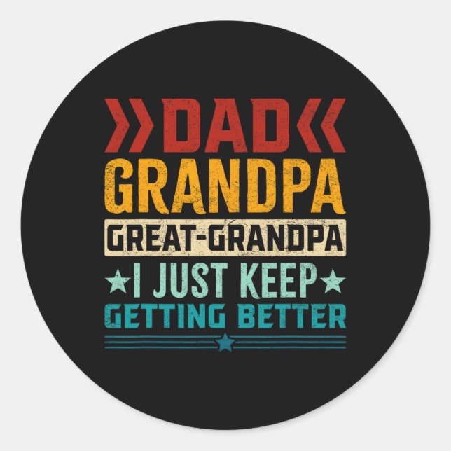 Sticker Rond Grand-père Grande Fête des pères grand-père (Devant)