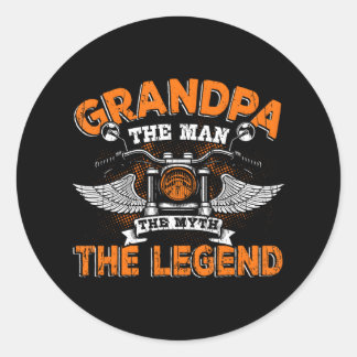 Sticker Rond Grand-Père L'Homme Le Mythe La Légende Moto