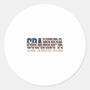 Sticker Rond Grand-père patriotique héros protecteur légende ve