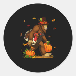 Sticker Rond Grand pied Pèlerin Dindon Citrouille Jour de Thank